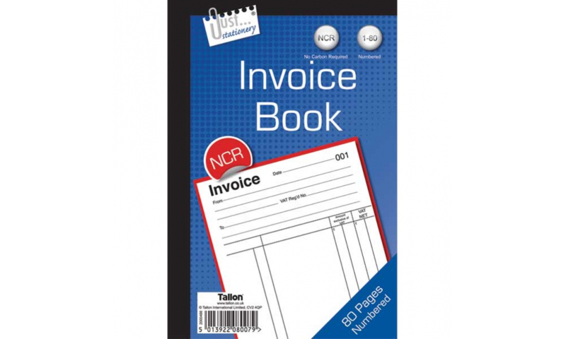 Just Stationery NCR Duplicate Invoice Book 8 x 5” 40 Pages