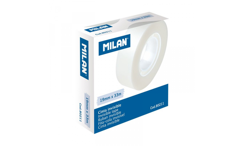 Milan Invisible Matt Adhesive Tape 19mm x 33M, individual boxed (New Lower Price for 2022)