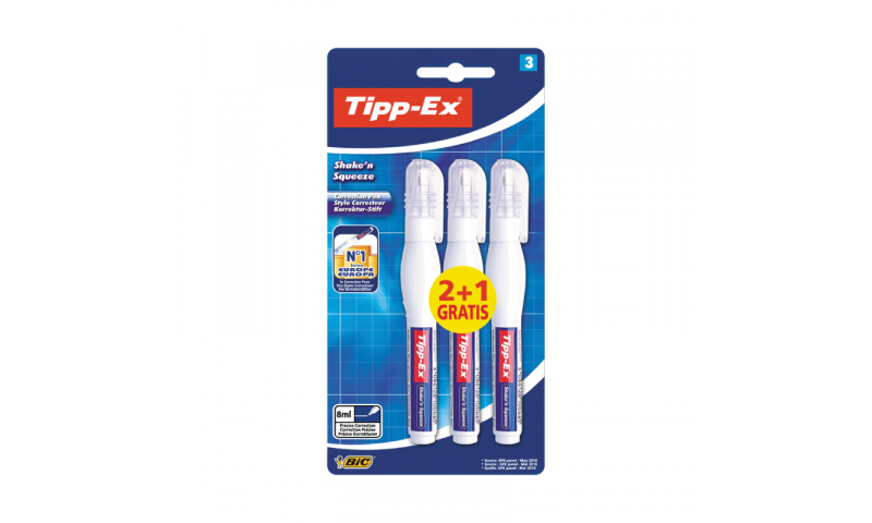Tipp-Ex Shake n Squeeze Corrector in 3 pack Carded