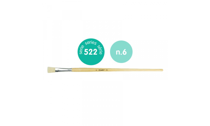 Milan 522/6 Chungking Bristle Brush, Flat Shape. Very Firm & Solid. Ideal for Acrylic, Oil and thick textured painting plus Varnishing. 10.5mm