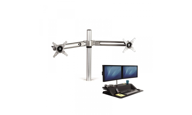 Fellowes Lotus Chrome Adjustable Monitor Arm - Double Screen (New Lower Price for 2022)