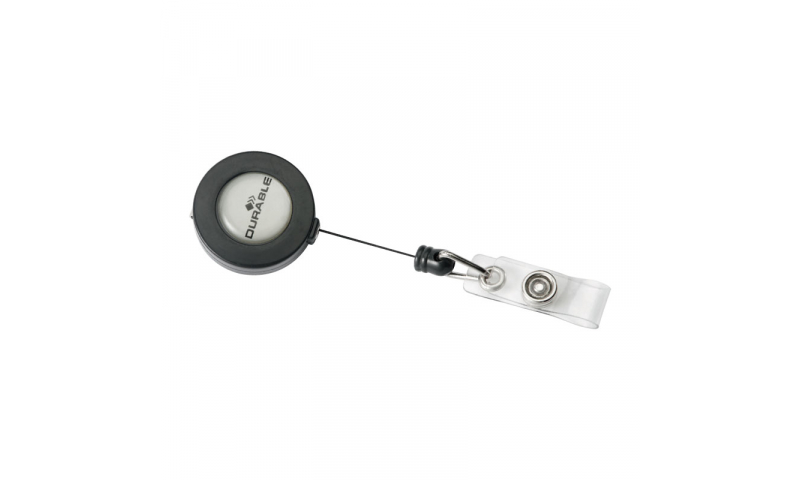 Durable Plastic Badge Reel with Metal Clip & Loop Fastener, Charcoal. (New Lower Price for 2022)