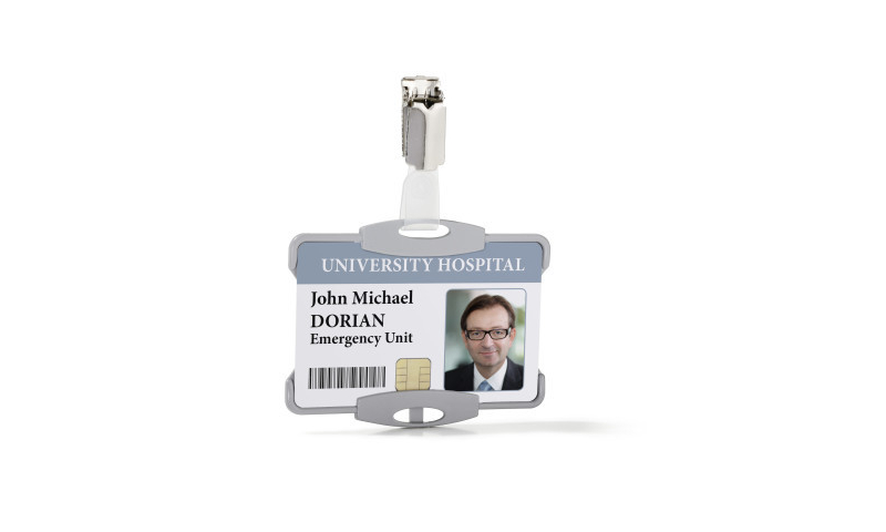 Durable Security Pass Holder made from Microban Bact-O-Clean Plastic with Clip, For 1 ID Card