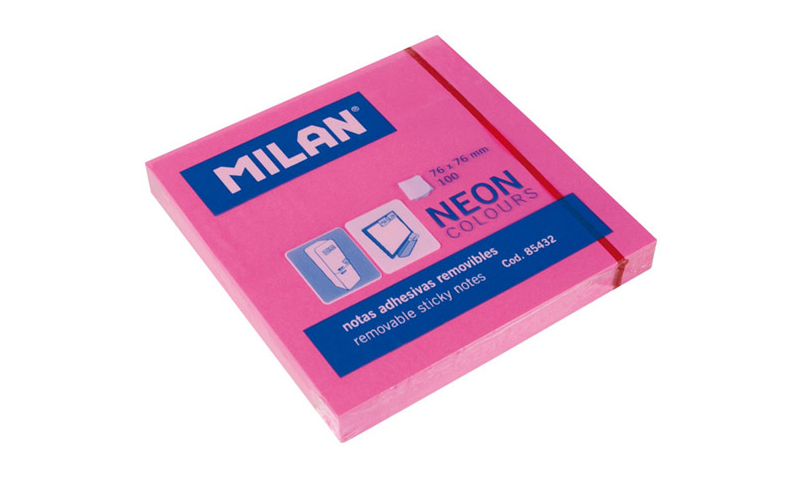 Milan Neon Removable adhesive notes. 100 Sheets in 4 Neon Colours (New Lower Price for 2022)