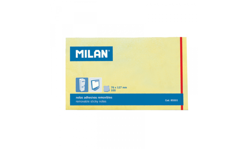 Milan Removable adhesive notes. 100 Sheets 127x76mm, Yellow