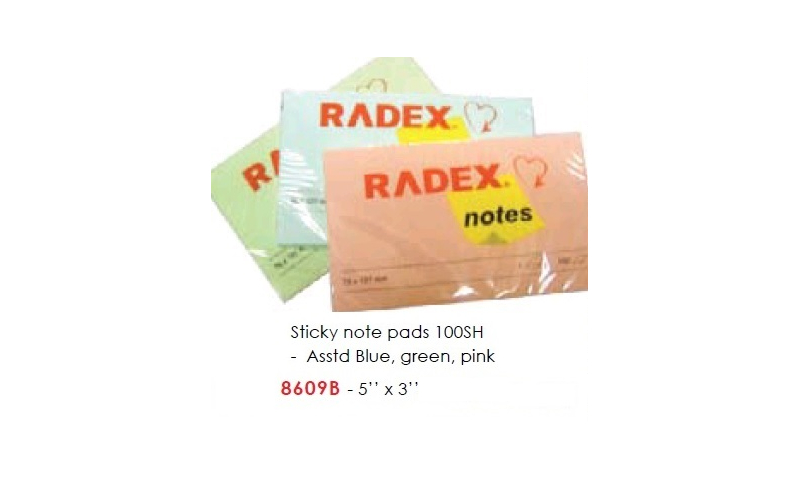 Radex Pastel Sticky Notes 100sh, 5x3", 3 Asstd: On Special Offer