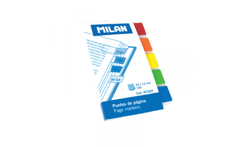 Milan Page Marker Tabs, 45x12mm Plastic 100 sheets, Neon