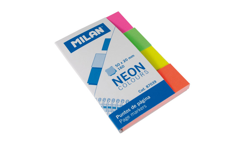 Milan Page Marker Notes, 50x20mm Paper 160 sheets, Neon.  (New Lower Price for 2022)