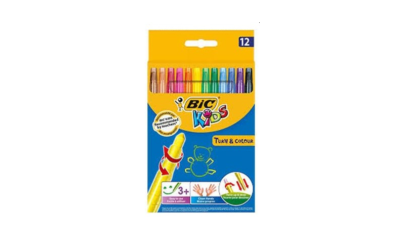 BIC Kids Turn & Colour Twistable Crayons 12pk