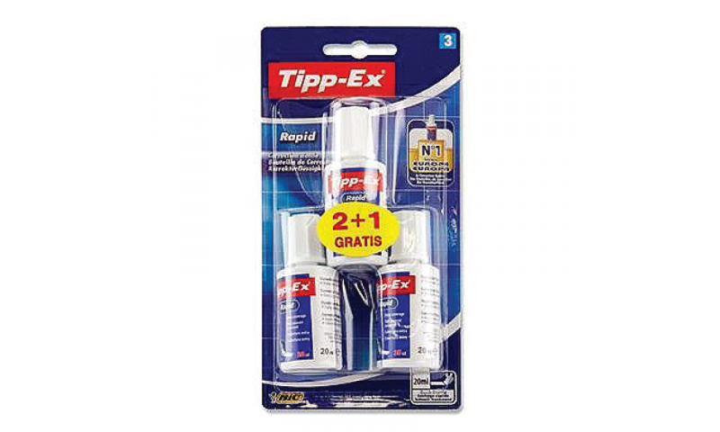 Tippex Rapid Correction Fluid 3 Pk Carded