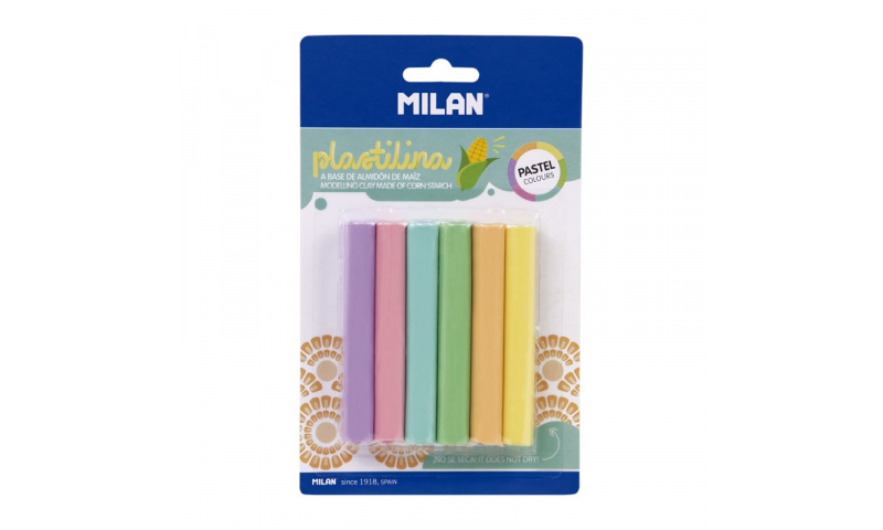 Milan Modelling Clay Sticks, Pastel colours, Pack of 6 x 70g.