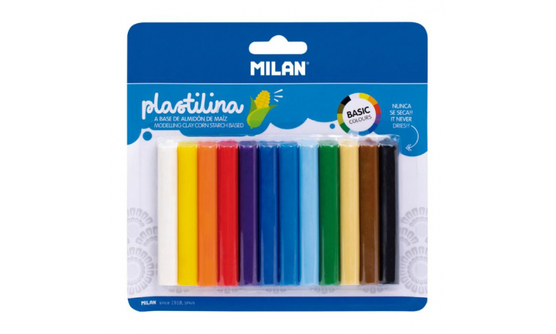 Milan Modelling Clay sticks,pack of 12 colours, 140g