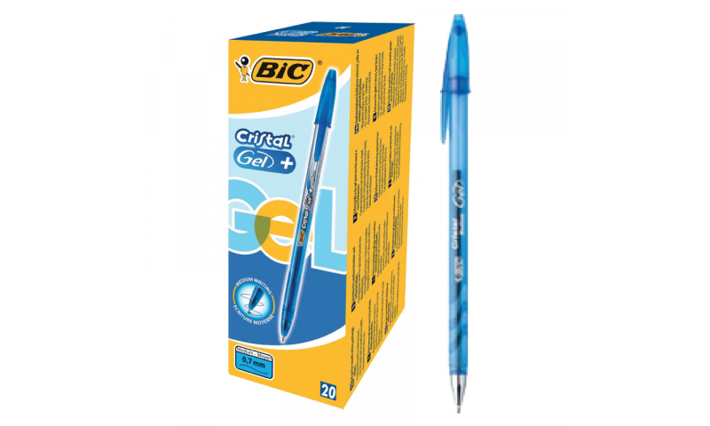 BIC Cristal Gel Writer Pen, Box of 20 | Choose Black or Blue
