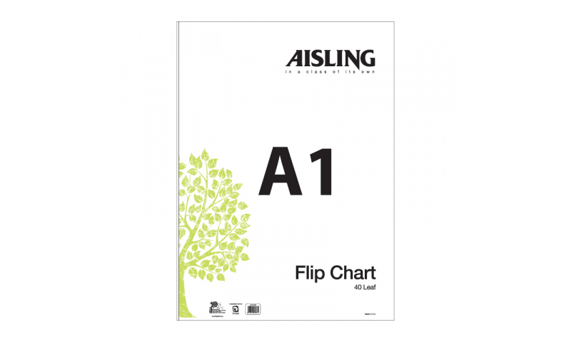 Aisling Flipchart Pad 810x580mm, 40 Leaf, Stitched, White Paper