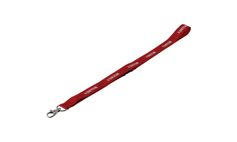Durable Textile Lanyard 900 x 20mm Red - Printed VISITOR. (New Lower Price for 2021)