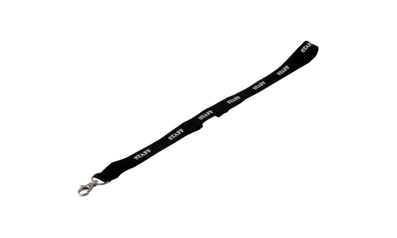Durable Textile Lanyard 900 x 20mm Black - Printed STAFF. (New Lower Price for 2021)