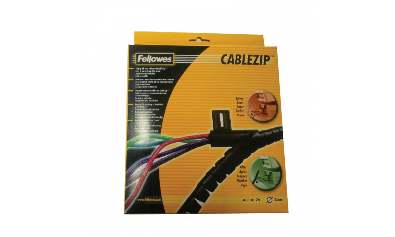 Fellowes Cable Zip, 2M Cable Organiser, 3 colour options(New Lower Price for 2021)