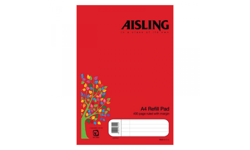 Aisling A4 200 Leaf Refill Pad Sidebound F&M Ruling