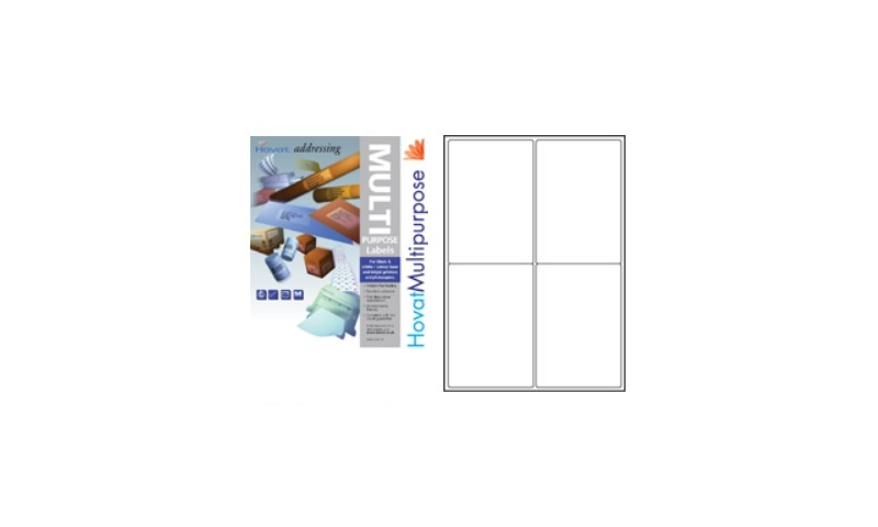 Hovat Multi-Purpose Labels Heavyweight, White , 100 Sheet , 4 per sheet (99 x 144mm