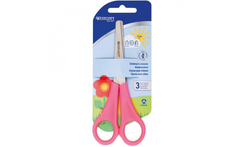 Westcott 5" Childs School Scissors with cm rule scale, Pink Handles