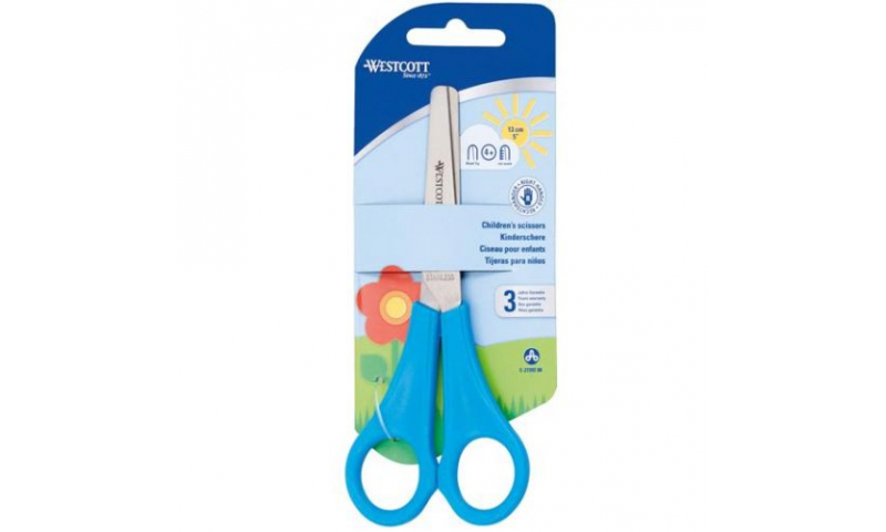 Westcott 5" Childs School Scissors with cm rule scale, Light Blue Handles