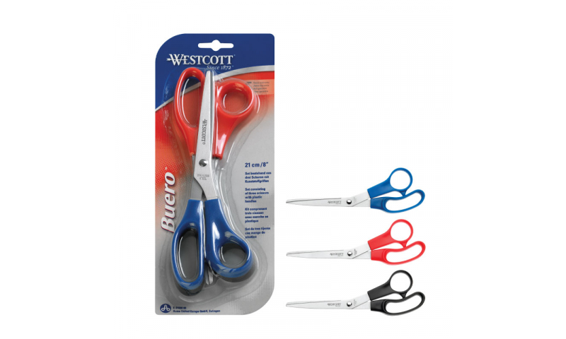 Westcott Triple Value Pack Plastic Handled Scissors 8", Carded