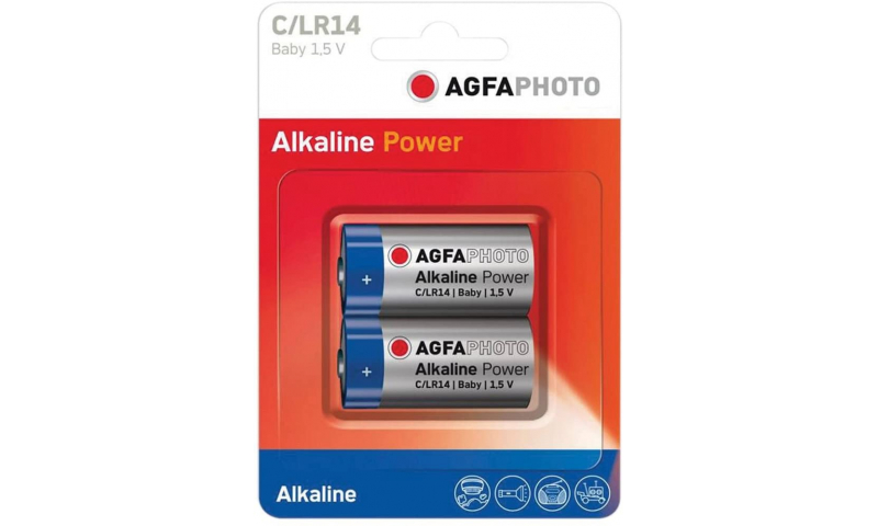Alkaline Batteries, Size C, 2pk