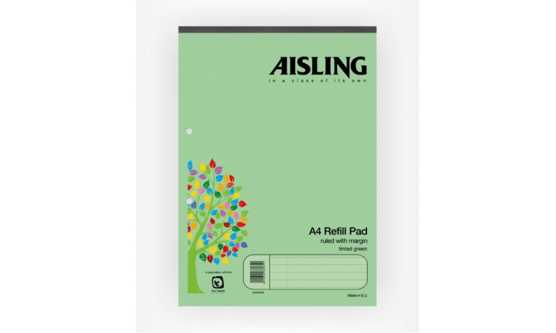 Aisling A4 Premium 50lf Refill Pad Green Headbound F&M