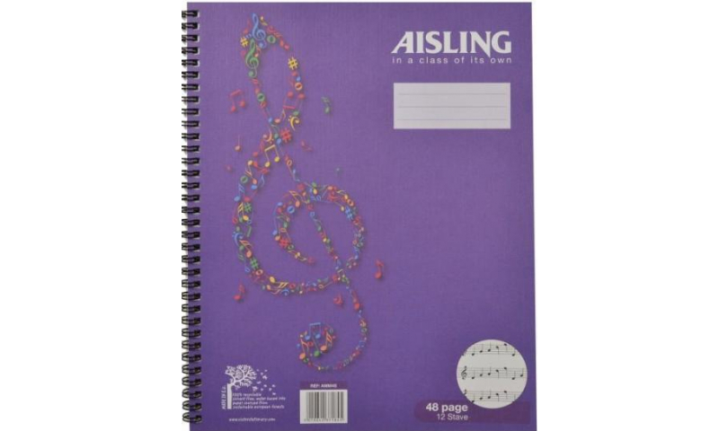 Aisling Music Wirobound Manuscript Book 295x235 48page
