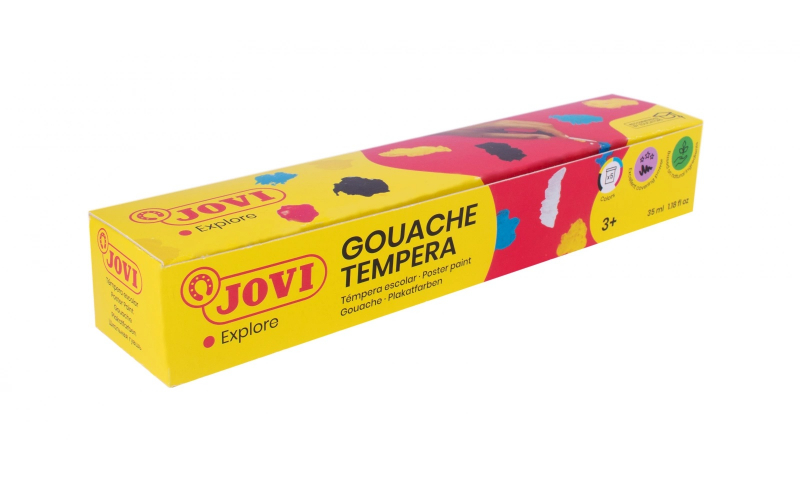 JOVI Tempera Gouache Paint, Box of 5 x 35ml Primary Colours & Brush