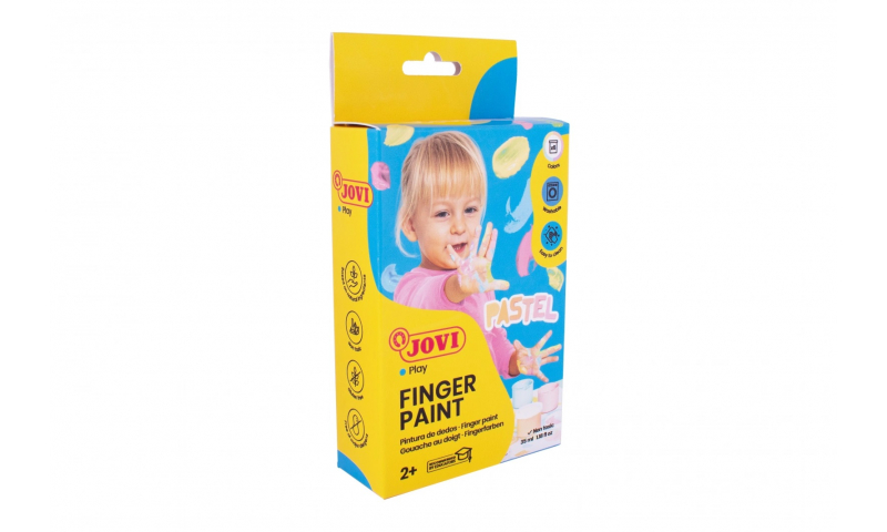 JOVI Kids Finger Paint 2+ Certified, Box of 6 x 15ml in Pastel Colours