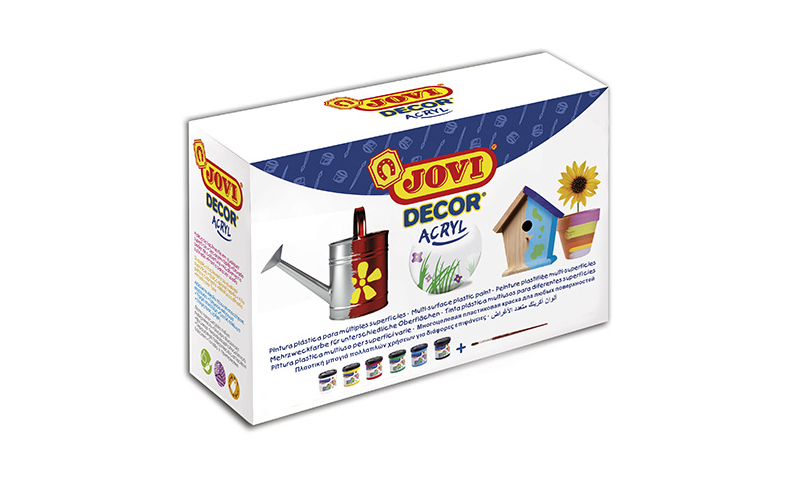 JOVI Decor Acrylic Paint, Display Box of 6 x 55ml Primary Colours