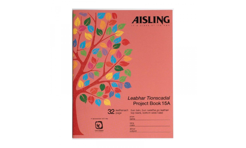 Aisling Project Book 9x7, Half Plain Half Ruled, 32 Page, 12 mm feints, 20pk