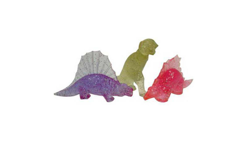 Dinosaur Shaped Glitter Erasers, 3 Asstd, Tubbed