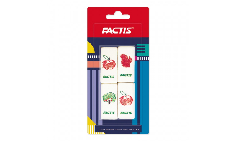 Factis FAN30 Soft Pencil Eraser, 4 Pack Asstd Carded
