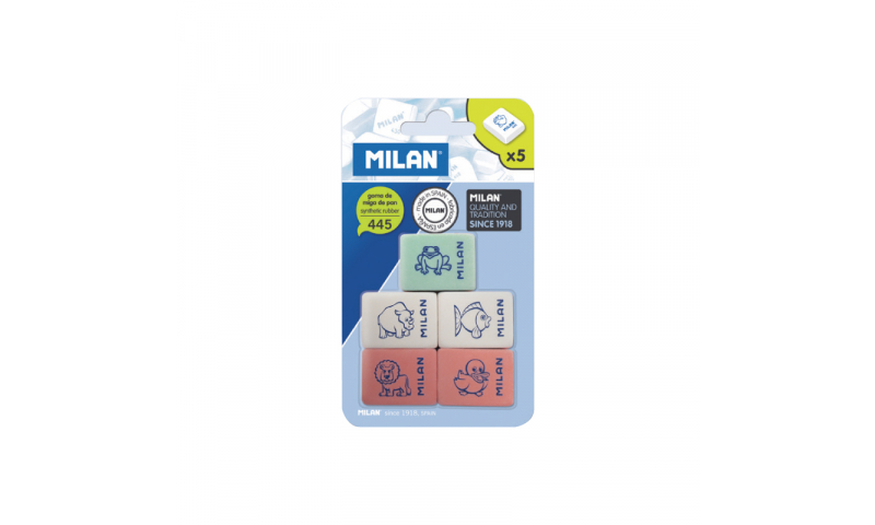Milan Mini Eraser 5 Pack, Asstd