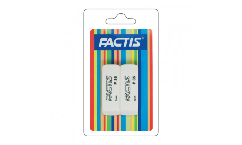 Factis P36 School Eraser, Hang card of 2 - Most Popular (New Lower Price for 2022)