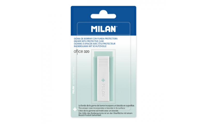 Milan Antibacterial Eraser with Sleeve, Card of 1, 2 Colours