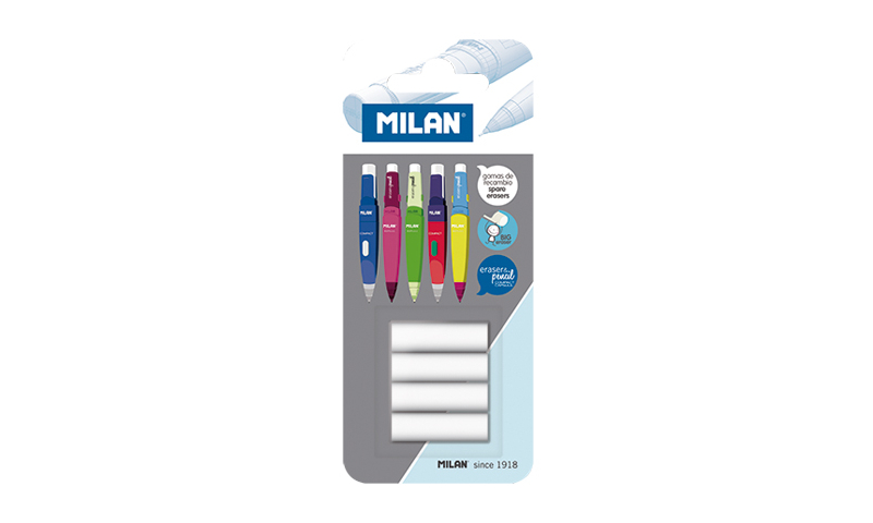 Milan Capsule Pencil replacement erasers Card of 4