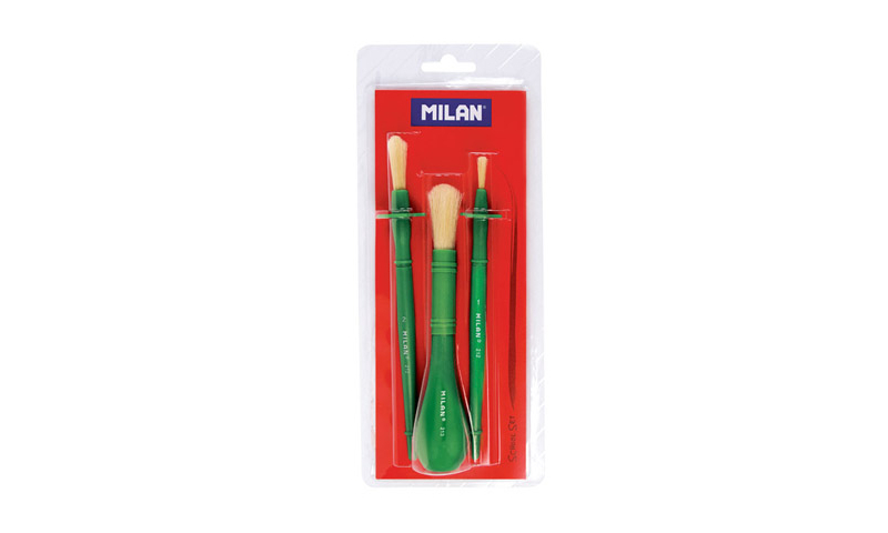 Milan set of 3 Craft & Glue Brushes, Retail Display Pack