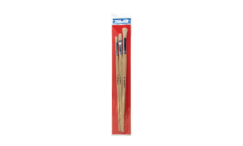 Milan set of 3, 512 & 522 Series Oil Painting Brushes, Carded