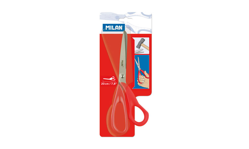 Milan Office S-Steel Scissors 20cm on hanging Card (New Lower Price for 2022)