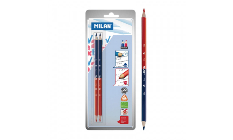 Milan Bi-Colour Red-Blue Triangular Pencils, Twinpack carded