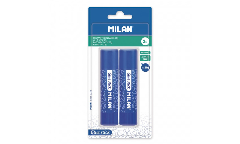 Milan Medium Glue sticks 21 g, Blister pack 2 (New Lower Price for 2022)