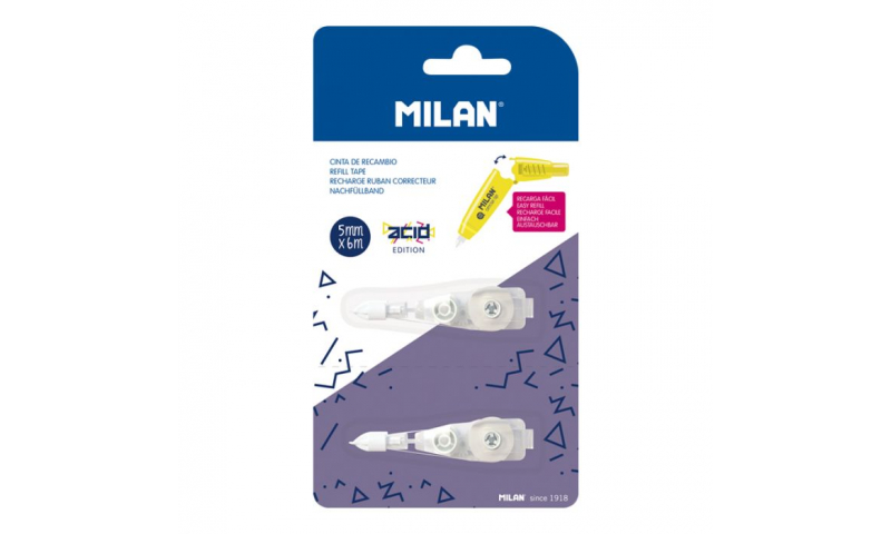 Milan Retractable Correction Tape, Refill pack of 2