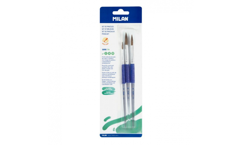 Milan Set of 3 x 116 Series Brushes, Carded