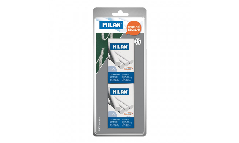 Milan Chalk, White, Hang card of 2 x Box of 10 sticks (New Lower Price for 2021)