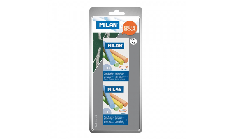 Milan Coloured Chalk 2x10pk, Blister Carded (New Lower Price for 2021)
