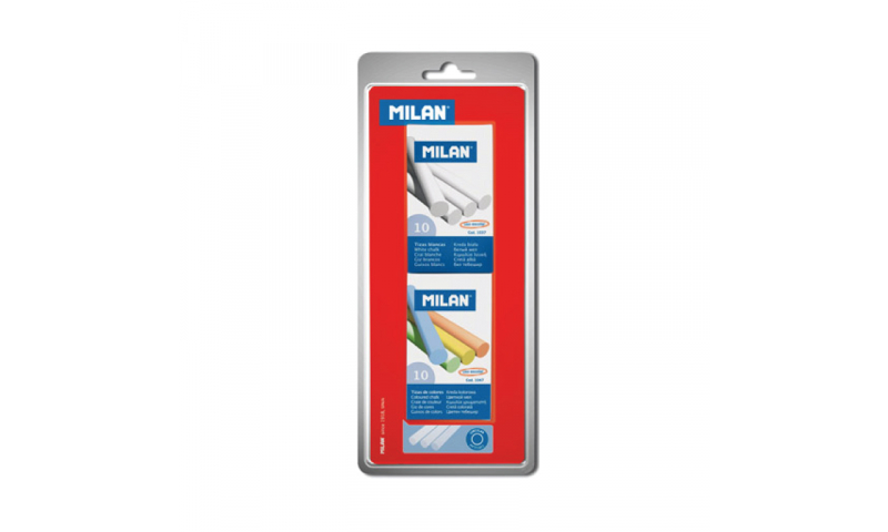 Milan Chalk, White & Assorted colours, Hang card 1 Box each x 10 sticks (New Lower Price for 2021)