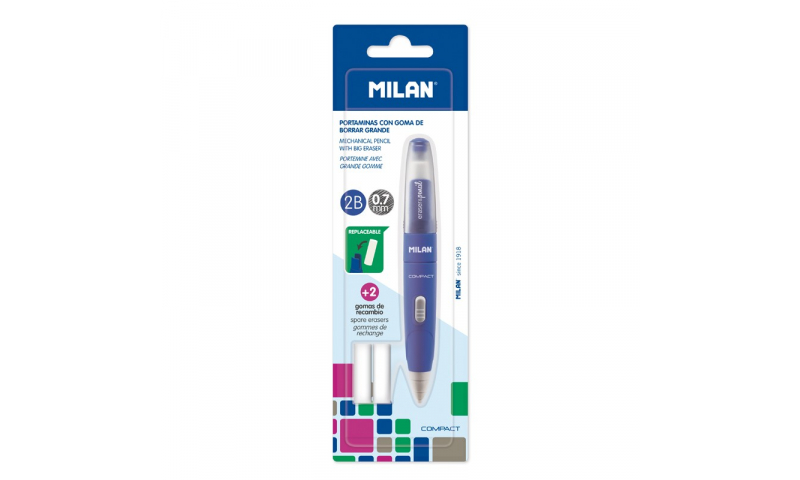 Milan Propelling Pencil & 2 Spare Erasers, 0.7mm Carded
